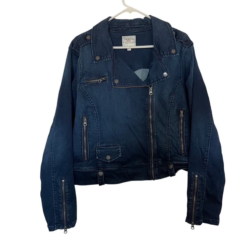 Torrid Denim Y2K Retro Grunge Zip Up Cropped Jeans Jacket Woman’s Plus Size 4